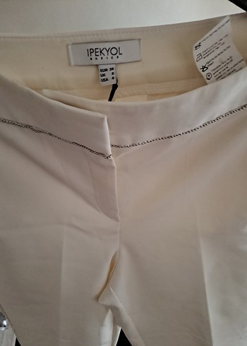 Beyaz Kemerli Kumaş Kadın Pantolon - Görsel 2