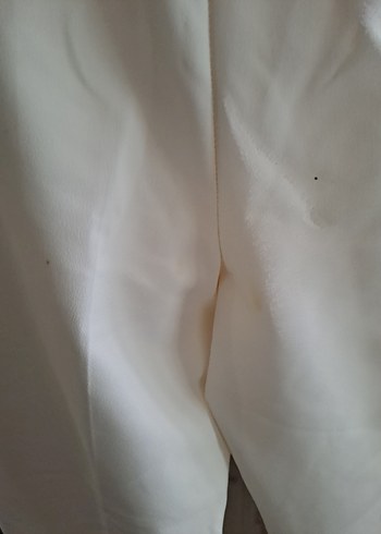 Beyaz Kemerli Kumaş Kadın Pantolon - Görsel 5