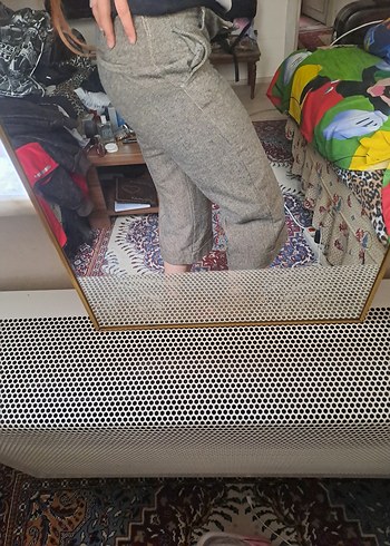 Gri Midi Kadın Denim Kumaş Pantolon - Görsel 11