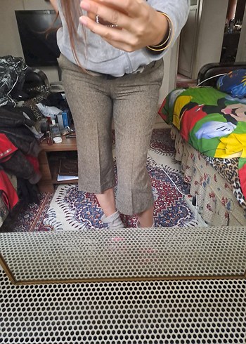 Gri Midi Kadın Denim Kumaş Pantolon - Görsel 10