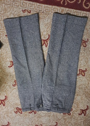 Gri Midi Kadın Denim Kumaş Pantolon - Görsel 4