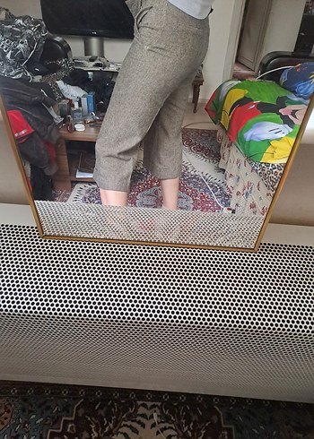 Gri Midi Kadın Denim Kumaş Pantolon - Görsel 12