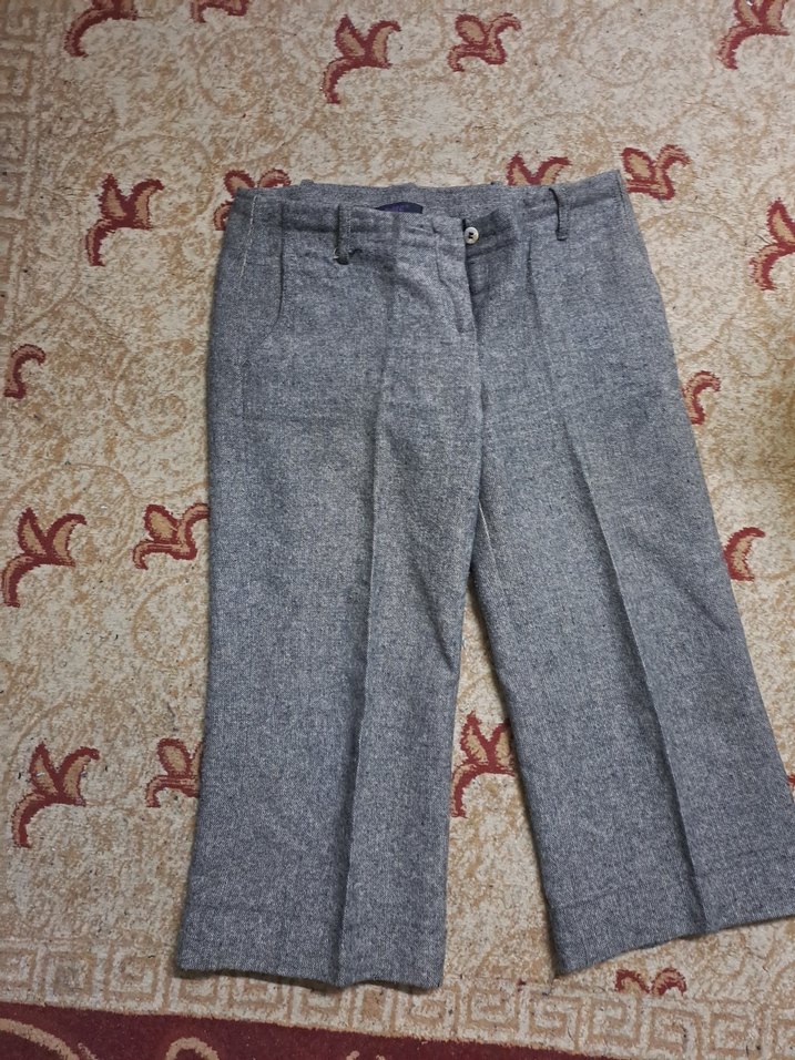 Gri Midi Kadın Denim Kumaş Pantolon - Görsel 2