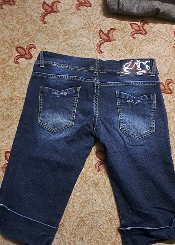 Kadın Koyu Lacivert Kemerli Mini Denim Şort - Görsel 4