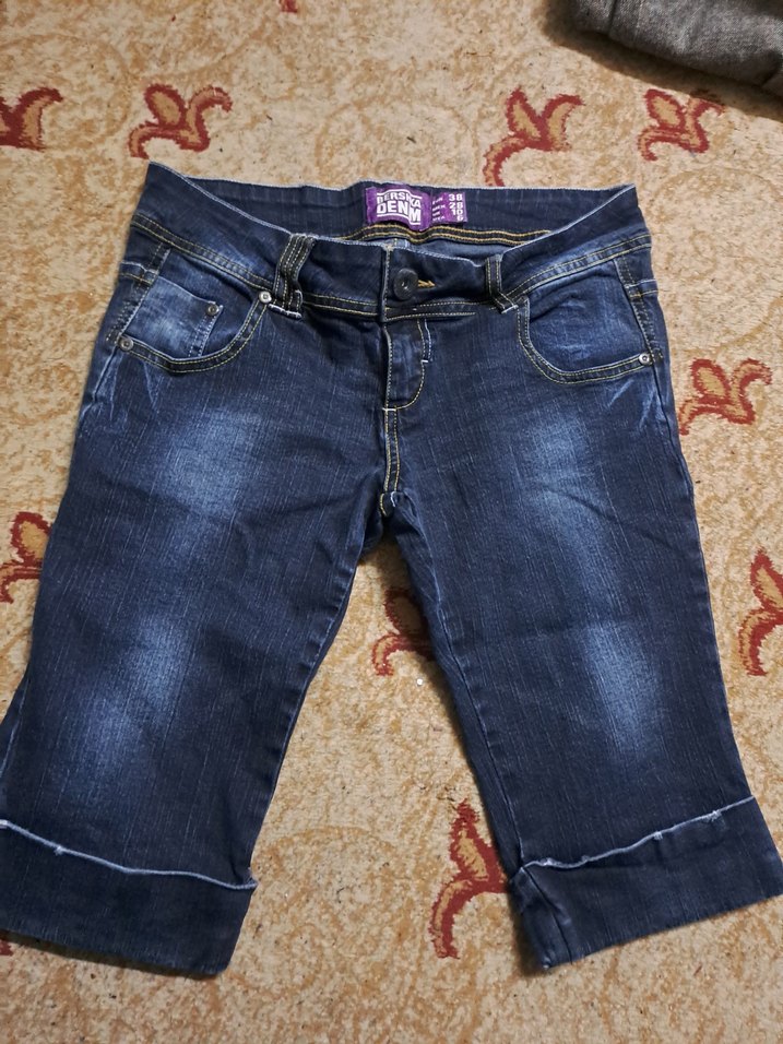 Kadın Koyu Lacivert Kemerli Mini Denim Şort - Görsel 3