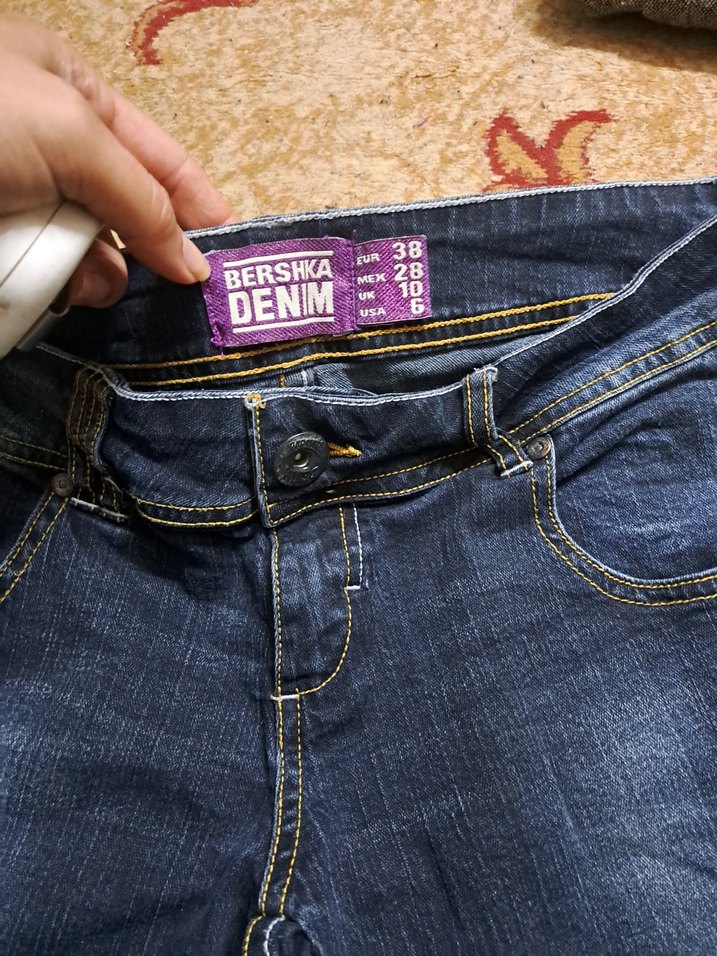 Kadın Koyu Lacivert Kemerli Mini Denim Şort - Görsel 2