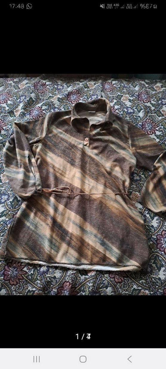 Bağcıklı Kahverengi Batik Desenli Kadın Tunik - Görsel 2