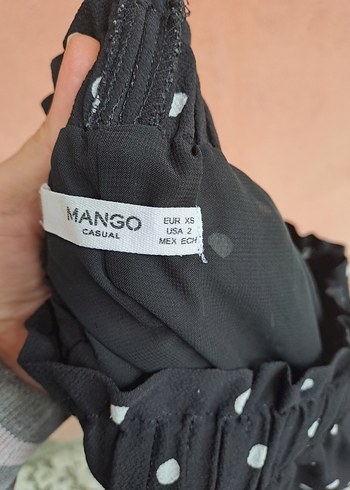 Siyah Puantiyeli V Yaka Midi Elbise - Görsel 2