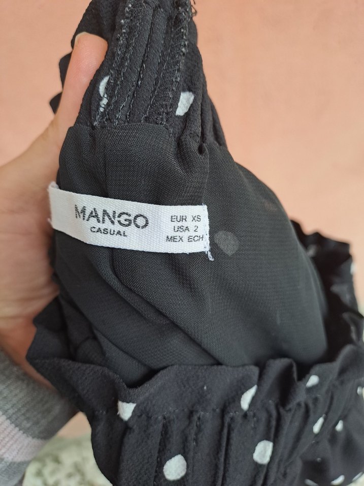 Siyah Puantiyeli V Yaka Midi Elbise - Görsel 2