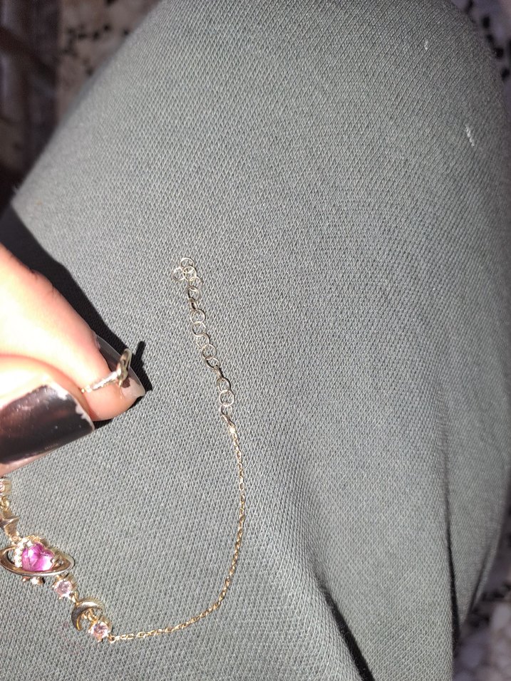 Pembe Nakışlı Zincir Detaylı Kadın  gumus Bileklik - Görsel 2