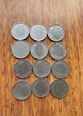 12li Gumus Renkli Metal Madeni Para Seti