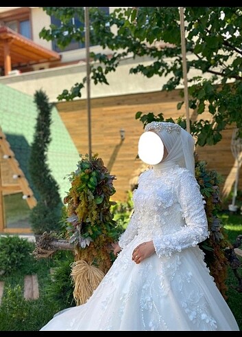 m Beden beyaz Renk A Kesim, 3 Boyutlu Gelinlik