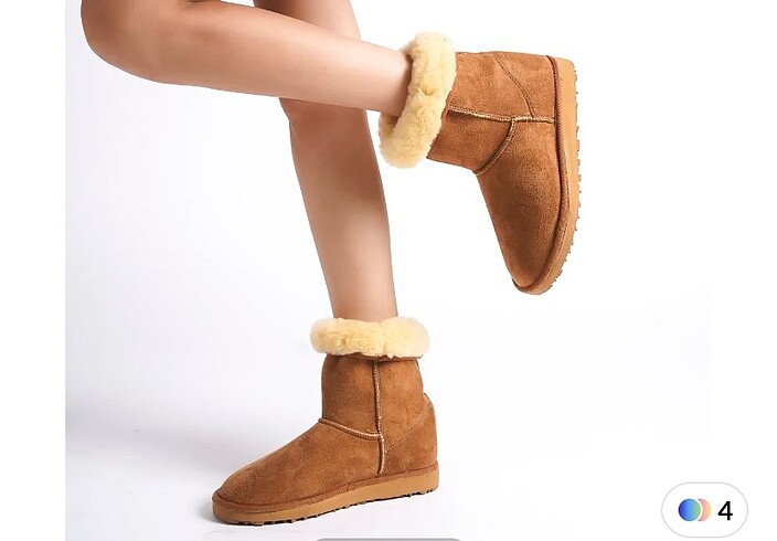 Ugg Orta boy içi kürklü taba süet düz taban bot