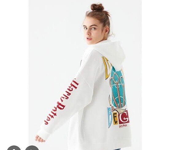 Mavi harry potter baskılı kapüşonlu fermuarlı swatshirt