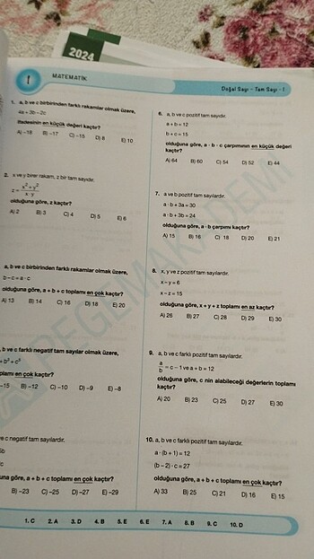 Ales dgs türkce matematik yaprak test