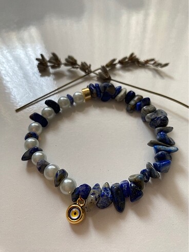 Tasarımcı Lapis ve incili bileklik