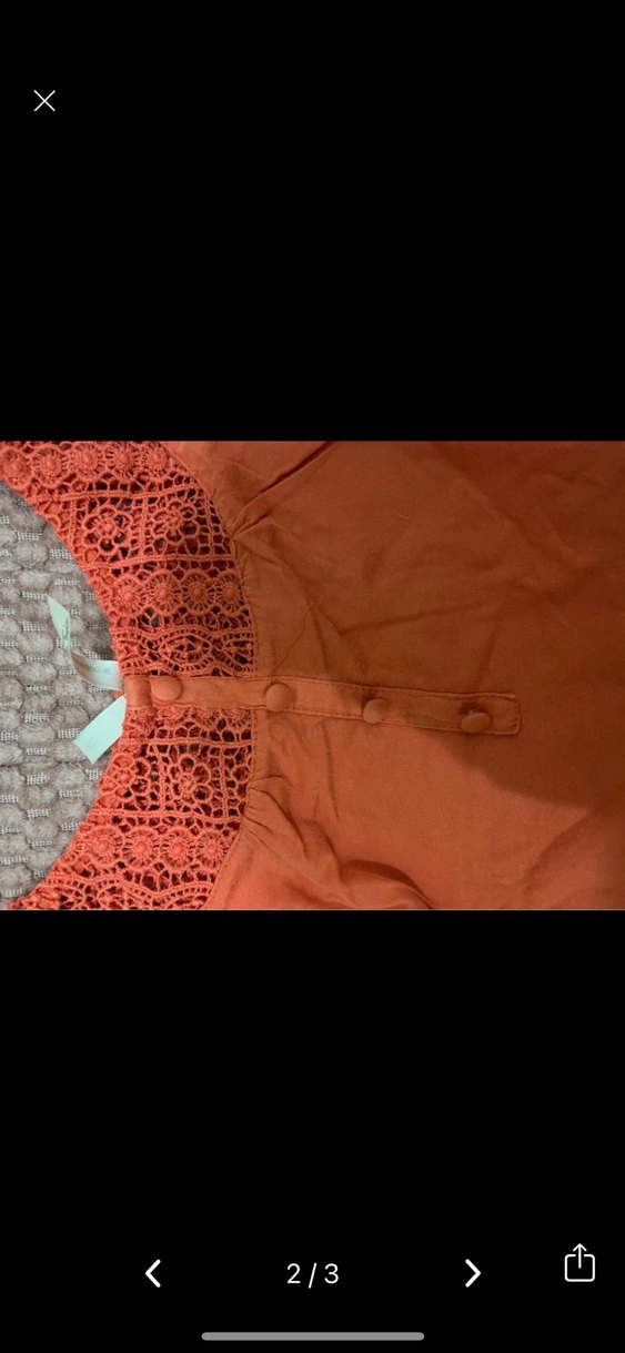 Dantel Detaylı Turuncu V Yaka Kadın Bluz - Görsel 2