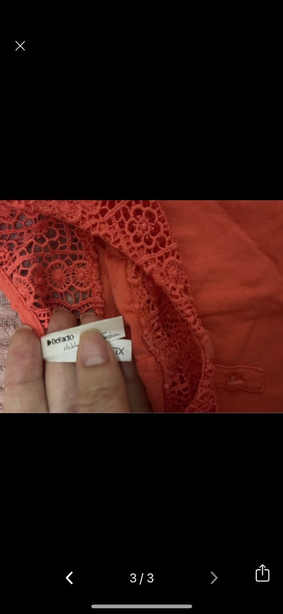 Dantel Detaylı Turuncu V Yaka Kadın Bluz - Görsel 3