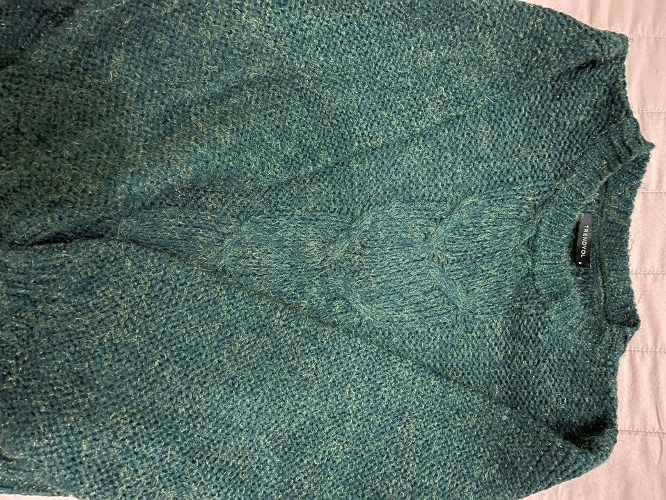 Yeşil Boğazlı Kadın Yün Kazak - Görsel 2