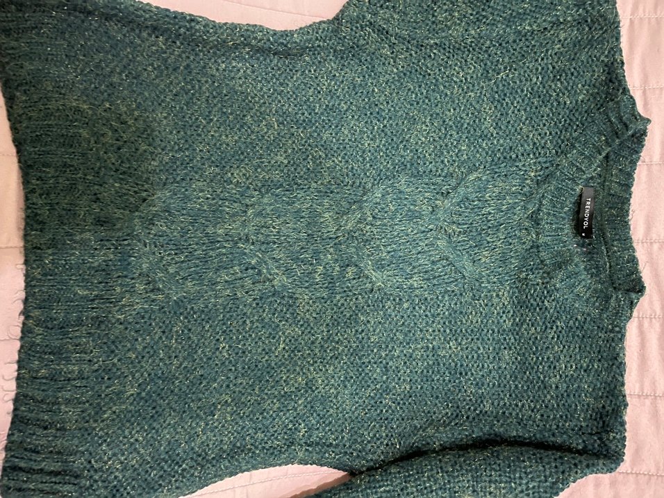 Yeşil Boğazlı Kadın Yün Kazak - Görsel 4