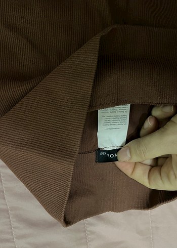 Kadın Koyu Kahverengi Fitilli Tayt - Görsel 4