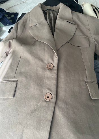 Trendyol & Milla Bej Düğmeli Keten Kadın Blazer Ceket
