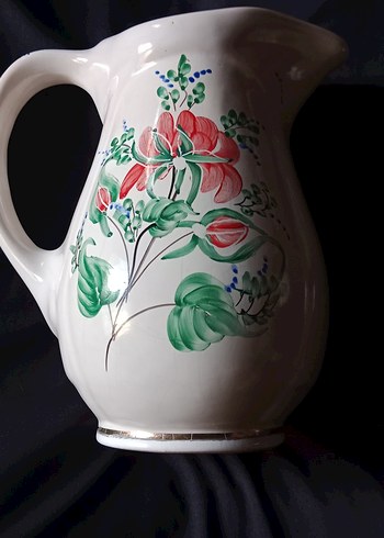 el işi Çiçek Desenli Seramik sürahi - Görsel 3