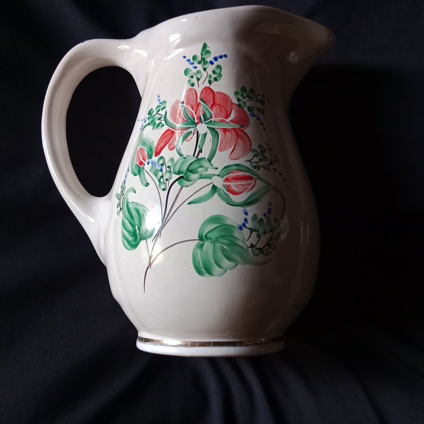 el işi Çiçek Desenli Seramik sürahi - Görsel 3