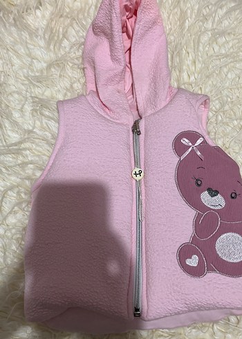 Kız Çocuk Kapüşonlu Peluş Yelek - Görsel 2