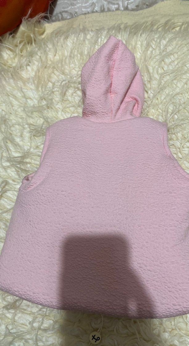 Kız Çocuk Kapüşonlu Peluş Yelek - Görsel 5