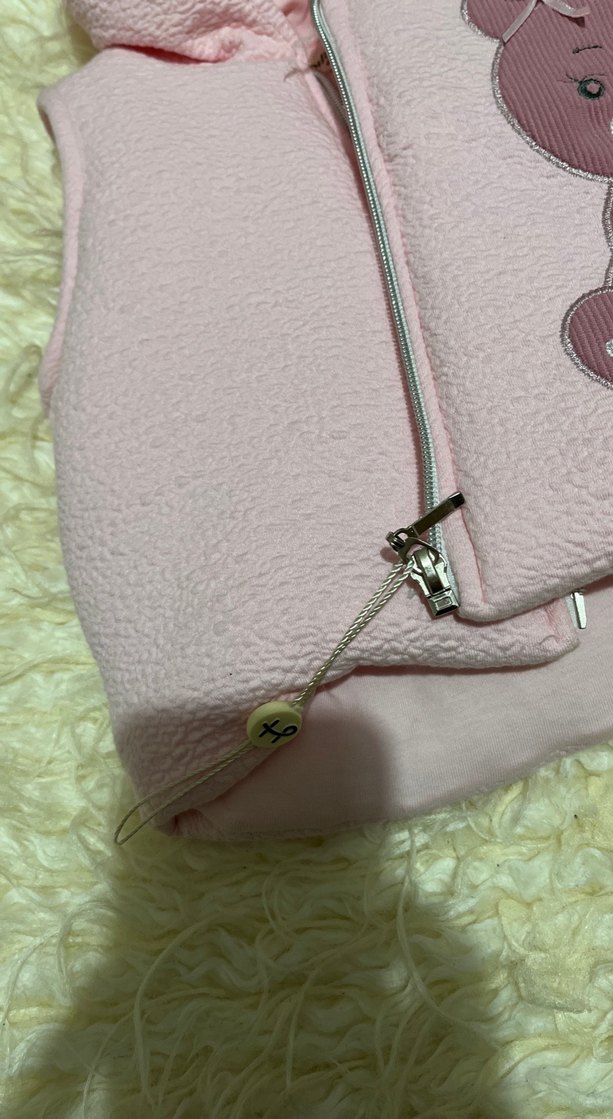 Kız Çocuk Kapüşonlu Peluş Yelek - Görsel 4