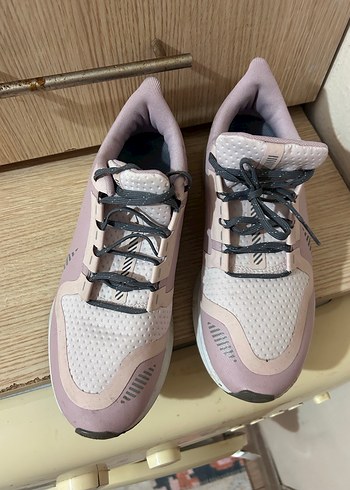 Pembe Gri Dolgu Topuklu Bağcıklı Kadın Spor Ayakkabı - Görsel 2