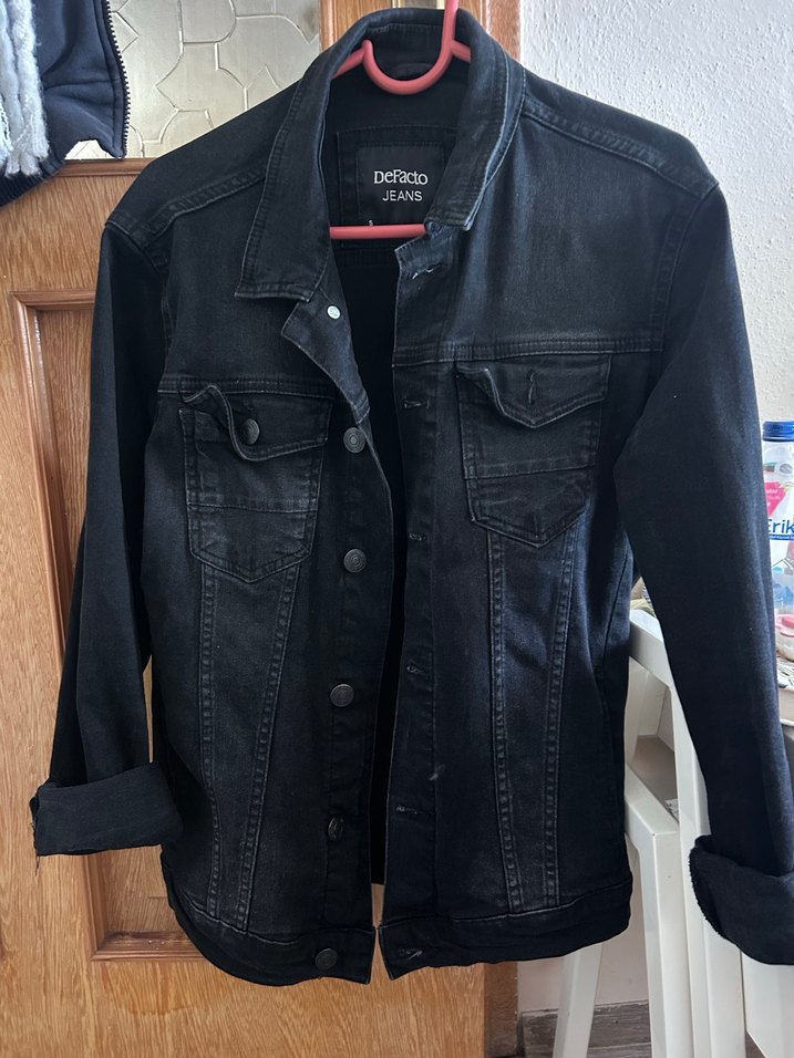 Siyah Düğmeli Kadın Denim Ceket - Görsel 2