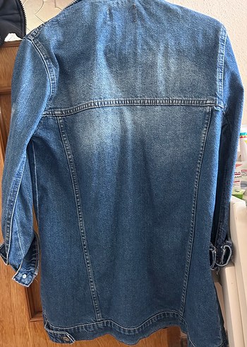 Düğmeli Mavi Kadın Midi Denim Ceket - Görsel 2