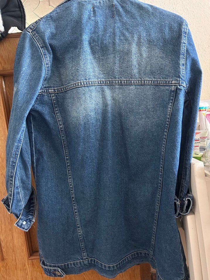 Düğmeli Mavi Kadın Midi Denim Ceket - Görsel 2