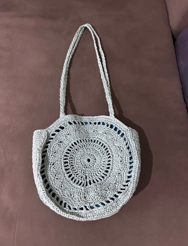 Handmade 
Turkuaz Dantel Detaylı Bohem Örgü Çanta - Görsel 3