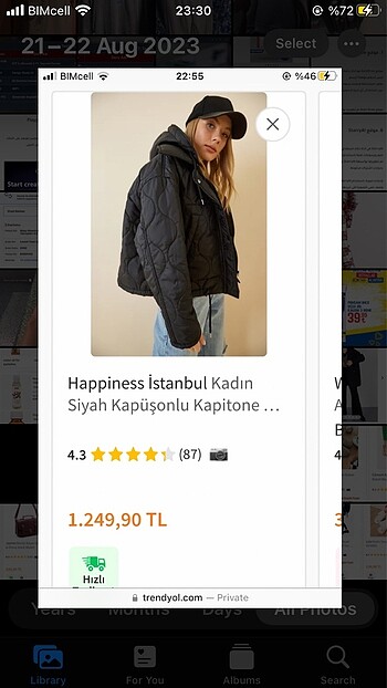 Kadın Siyah Kapüşonlu Kapitone Mont