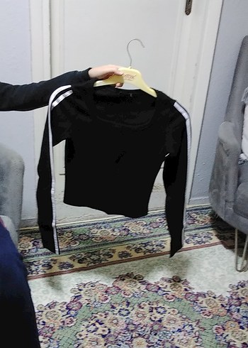 Diğer Siyah Cizgili Spor U Yaka Ust
