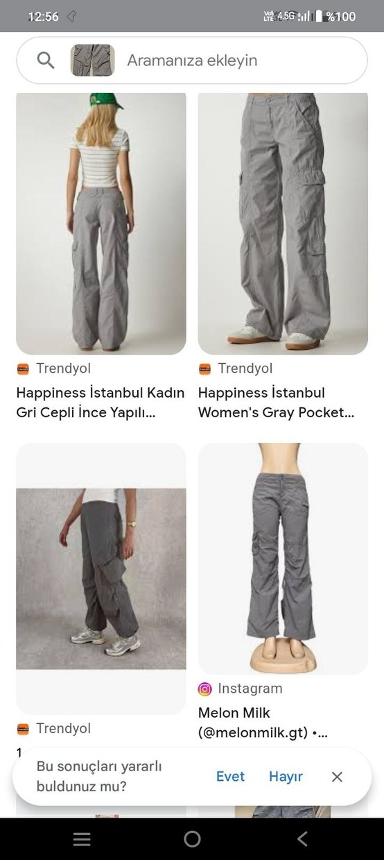 Kemerli Gri Bol Kesim Kız Pantolonu - Görsel 2