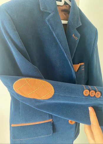 Lacivert Süet Düğmeli Erkek Çocuk Ceketi - Görsel 2