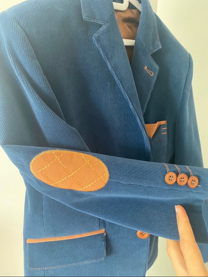 Lacivert Süet Düğmeli Erkek Çocuk Ceketi - Görsel 2