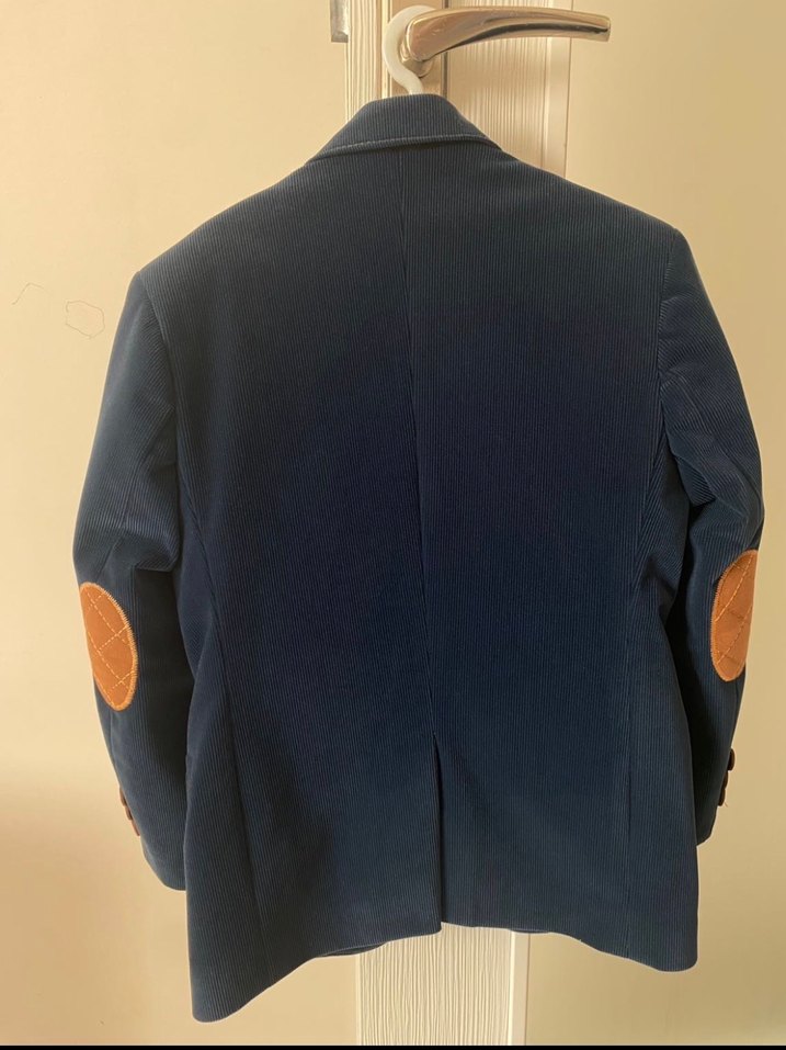 Lacivert Süet Düğmeli Erkek Çocuk Ceketi - Görsel 4