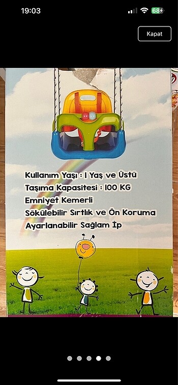  Beden Renk Çocuk salıncak