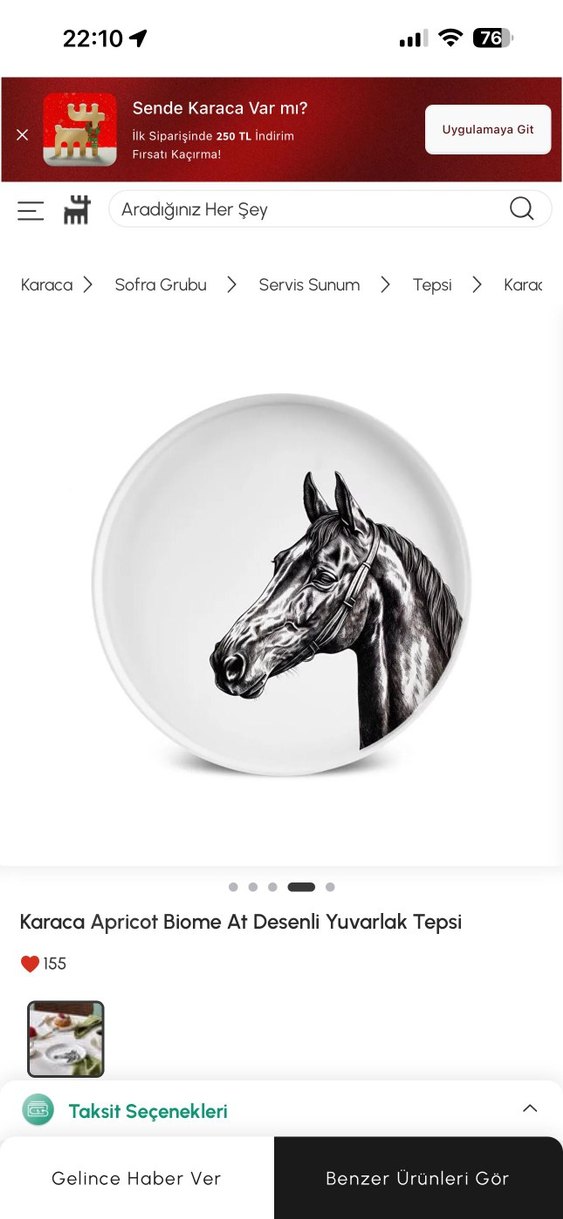 Karaca At Desenli Yuvarlak Tepsi - Görsel 2