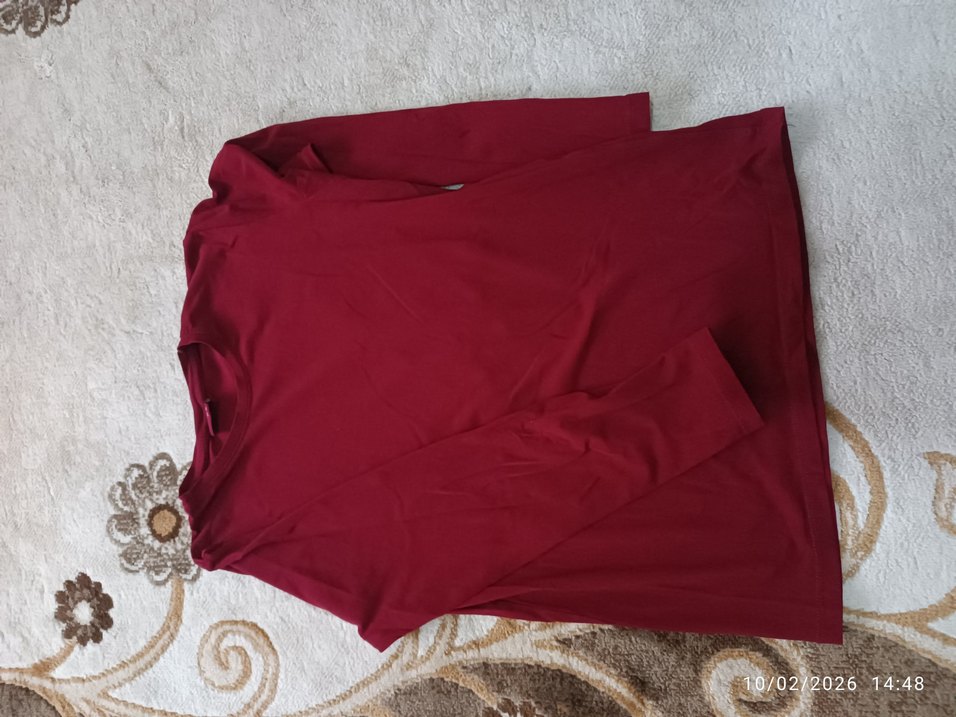 Bordo Uzun Kollu Hamile Bluzu - Görsel 2