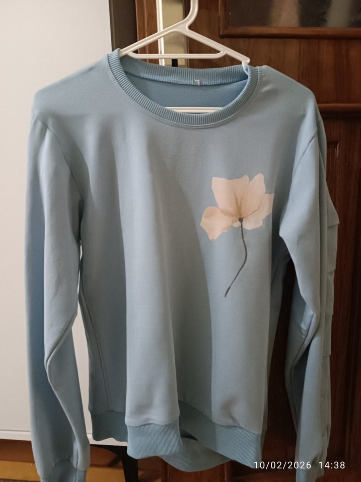 Mavi Çiçek Baskılı Kadın Sweatshirt - Görsel 2