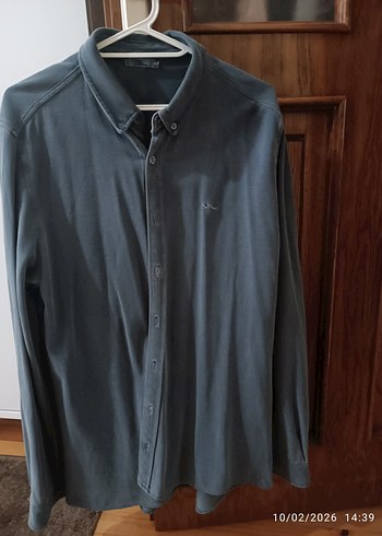 Gri Uzun Kollu Denim Erkek Gömlek - Görsel 2