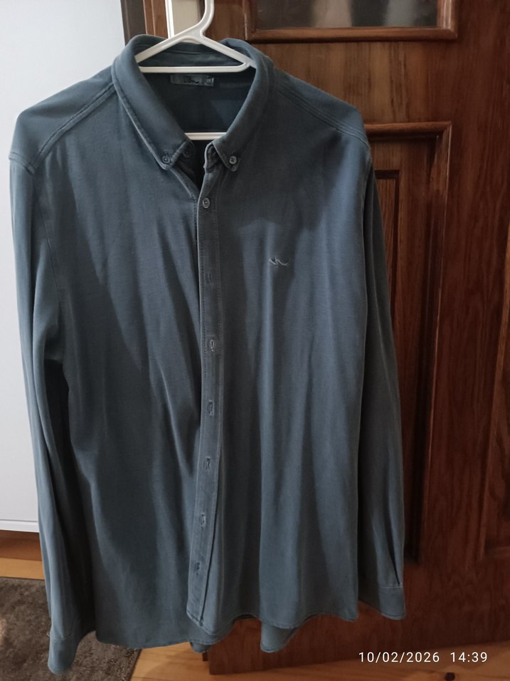 Gri Uzun Kollu Denim Erkek Gömlek - Görsel 2