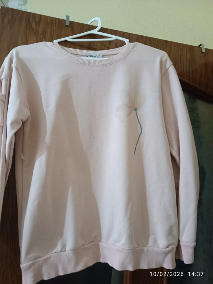 Kadın Beyaz Pamuklu Uzun Kollu Sweatshirt - Görsel 2