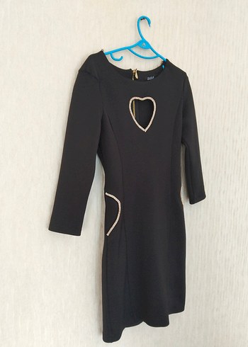 Zincir Detaylı Siyah Uzun Kollu Kadın Elbise - Görsel 2